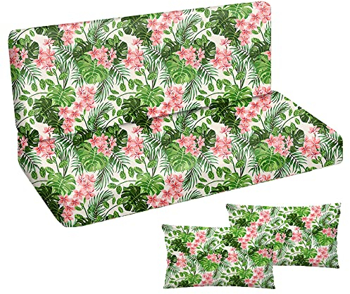 Ferocity Auflage für Hollywoodschaukel 185x50x50 Gartenbankauflage und 2 Kissen Palettenauflage Bankauflage Sitzkissen und Rückenkissen Polsterauflage Matratze Gartenpolster Glatt Palm Hell [133]