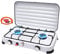 Qdreclod Camping Cocina de Gas Butano Portátil con 2 Fuegos, Hornillo a Gas 4.4KW Quemadores con 150cm Manguera y 37 mbr Regulador, Cocina Gas al Aire Libre con Tapa para Picnic o Acampada