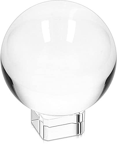 Bola de Cristal de 9 cm con Soporte Transparente Esfera Magia Hogar Adorno Bruja Clarividencia Fotografía
