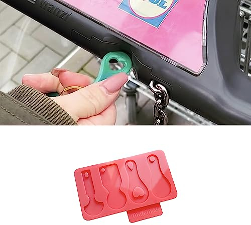 MelbMolds Moule en silicone en résine époxy pour jeton de caddie - Quatre styles - Créez des porte-clés, des clés pour déverrouiller les chariots et des jetons de caddie.