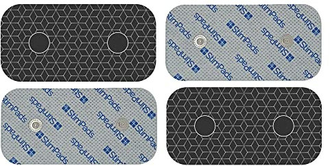 StimPads Professional Silber TENS und EMS Elektroden Pads kompatibel mit Compex-Geräte-4 Stück 5X10cm mit doppeltem 3,75mm Easy Snap-Die beste Leitfähigkeit-Zertifiziertes Medizinprodukt von Motron NV