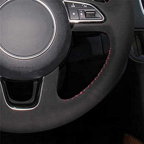 DIY Schwarze Auto-Lenkradabdeckung, für Volkswagen Golf 7 GTI Golf R MK7 VW Polo GTI Scirocco 2015 2016, schwarzer Faden