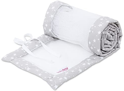babybay Nestchen Mesh-Piqué für Modell Boxspring XXL, perlgrau Sterne weiß