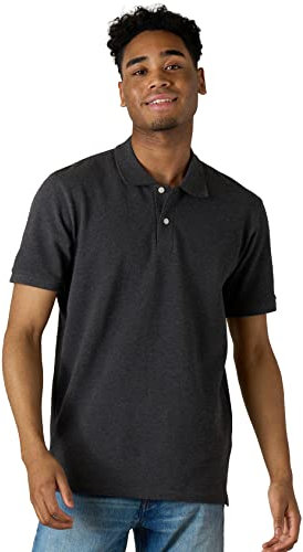 LAPASA Men's 100% Pique Cotton Polo Shirts Short Sleeve Classic Fit Spring/Summer 2024 M19 Dark Heather Gray M