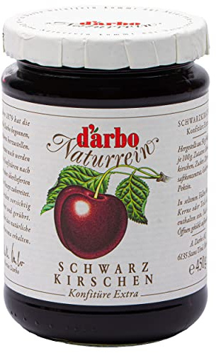 Food-United KONFITÜRE EXTRA SCHWARZKIRSCH 450g Glas von DARBO Naturrein Kirschkonfitüre passend für Kirschkuchen Frühstück Füllungen Gebäck Torte Crepes (2)