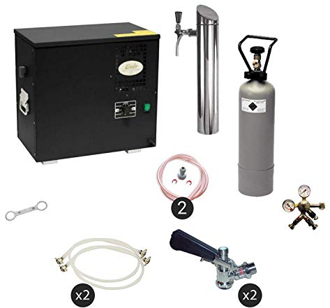 ich-zapfe Ensemble Complet - Tireuse a Biere - AS-40 Machine a Biere, sous Le comptoir, Pompe a Biere 2 Lignes, 40 litres/h, Professionnelle, KEG:KeyKeg, KEG 2:Adaptateur 5 litres