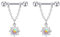 Longbeauty 14G Brustwarzenpiercing Brustpiercing Nippel Ringe Barbell Intim-Piercing mit Anhänger Edelstahl CZ Körperschmuck, 1 Paar, Sonne, Silber