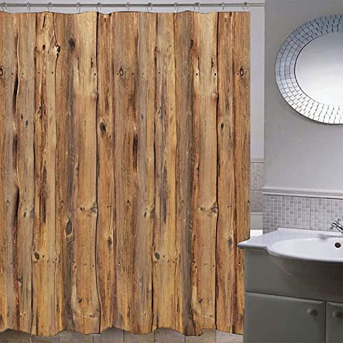 NODATE Rideau de Douche 3D Planches de Bois D'époque Anti Moisissure 120x180 cm Lavable en Polyester pour Baignoire
