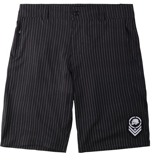 Metal Mulisha Herren Mens Crooked Hybrid Boardshorts, Schwarz/Weiß, 6