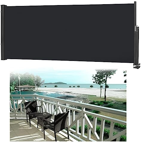 JOIEYOU Toldo lateral extensible, protección visual, protección solar, estor lateral, con asa, para terraza, jardín, balcón (100 x 300 cm, antracita)