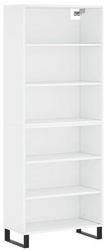 vidaXL Highboard, Sideboard mit viel Stauraum, Bücherschrank Bücherregal mit Metallbeine, Mehrzweckschrank für Wohnzimmer, Modern, Weiß Holzwerkstoff