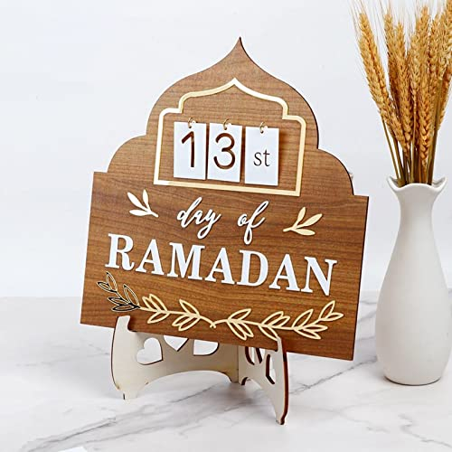 Paxrmuky Ramadan Kalender 2025 Holz DIY Countdown Adventkalender Eid Mubarak Dekoration für Zuhause Ramadan Tischdeko Geschenk