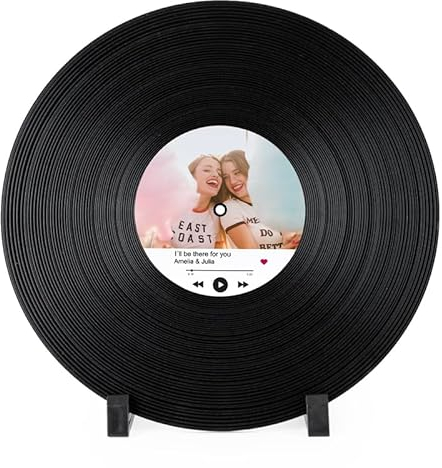 Wanapix | Disco de Vinilo Personalizado | Canción Spotify | Vinilo Decorativo Vintage | Para Mesa | Pies de soporte Incluido | Regalo Original | 30ø cm
