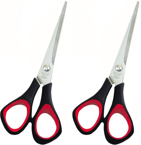 Wedo 97665 Universalschere (rostfreier Edelstahl, spitz, Kunststoff Softgriffe 16 cm) schwarz/rot (Packung mit 2)