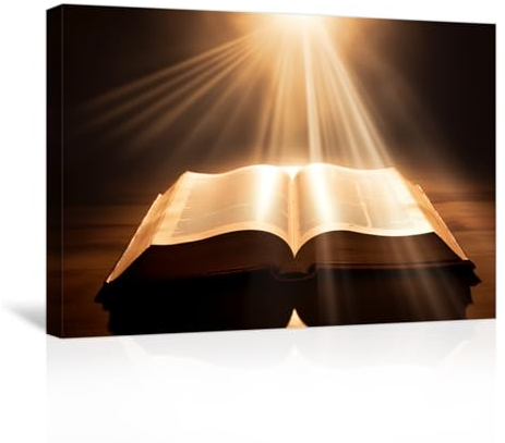 CXHOSTENT Jesus Leinwandbilder Heilige Bibel und Sonnenuntergang Kunstdrucke Gott Poster christliche spirituelle Bilder für Büro Gebetsraumdekoration (B, 70.00 x 105.00 cms)