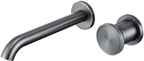 XJTNLB Wasserhahn Bad Waschbecken Wandmontage, Einhebelmischer Unterputz Armatur Waschbecken Set Gunmetal Grau
