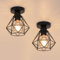 DELIPOP 2 Piezas Lámparas de Techo Vintage, Retro Lámpara Colgante de Metal Diseño de Jaula de Hierro Negro, E27 Iluminación de Techo de Interior para Pasillo Dormitorio Salón, Ø 16cm