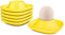 Flexzion Egg Cups for Soft Boiled Eggs - Set of 6 Ceramic Egg Holder - Stackable Egg Coddler Cups with Base for Serving, Breakfast, Brunch - Kitchen Table Decor, Yellow