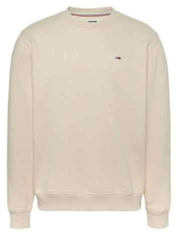 Tommy Jeans Tjm Reg S Flag Crew Dm0Dm20741, Felpa Pullover, Uomo, Beige (Newsprint), S