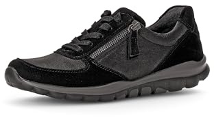 Gabor Damen Low-Top Sneaker, Frauen Halbschuhe,Strassenschuhe,Sportschuhe,Freizeitschuhe,Turnschuhe,Laufschuhe,schnürer,schwarz,42 EU / 8 UK