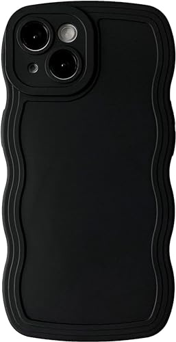 Tybiky Hülle Kompatibel mit iPhone12Mini, Farbe Curly Handyhülle, Schöne TPU Silikon Wellen Design Schutzhülle, Niedlich und Einzigartigen Frauen Mädchen Case Cover für iPhone 12Mini, Schwarz