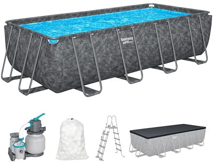 Bestway Kit Piscine Hors Sol rectangulaire APX 365-549 cm x 274 cm x 132 cm - Gris foncé