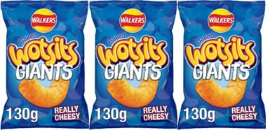 Giants Cheese Sharing Bag Crisps 3 x 130g,Baked not fried- Contain no artifical colours or preservatives,Great for sharing,Suitable for vegetarians,