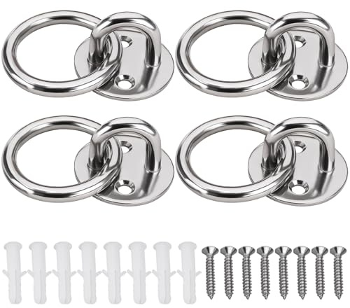 SG Store 4 Set Runde Augplatte Deck-Wandplatte Edelstahl 316 Marine-Liegeplatz mit Ring Zur Sicherung von Yachten Und Booten Montagebasis Haken