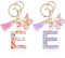 Mulaibdin 2 Pièces Porte Clef Personnalisable, Porte Clef Femme Original Chic, Porte Clef Lettre Simple, Idee Cadeau pour Femme Maman, Papillon Porte Clés Initial pour Voiture,Moto,Sac (E)