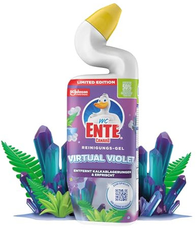 WC-Ente Total Aktiv Gel, Flüssiger WC Reiniger antibakteriell, Toilettenreiniger, Virtual Violet, 1er Pack (1 x 750 ml)