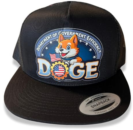 YP Classics Trucker Mütze Doge Department of Government Efficiency Logo Snapback Cap Schwarz