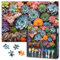 Succulent Puzzles for Adults 1000 Pieces Succulent Petal Jigsaw Puzzles 1000 Pieces for Adults Flower Jigsaw Puzzle, Succulent Garden Puzzle, 19.5 x 27.5 Inch