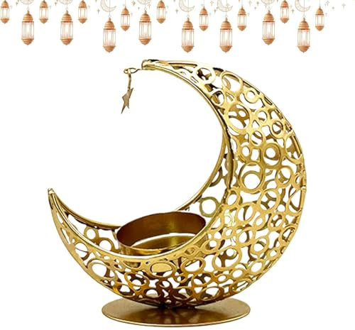 Moon Candle Halter, Iron Candlestick Stand, dekorativer Tisch-Kerzenhalter, Eccentric Luna Shaped Design, elegantes Ambiente, ideal für Wohnräume, Schlafzimmer