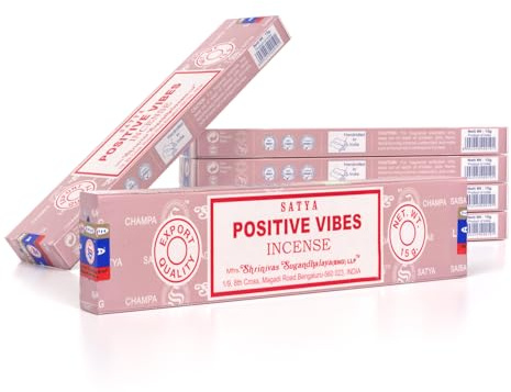 Satya Positive Vibes Räucherstäbchen Räucherwerk Agarbatti Incense Sticks Handgerollt in Indien (6 Packung je 15 Gramm)