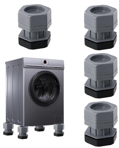 4 Stück Waschmaschine Füße Pad Fußpolster, Schwingungsdämpfer Waschmaschine Gummifüße, Universal Anti Vibration für Waschmaschinen & Trockner, Verstellbare Höhe 8cm (A)