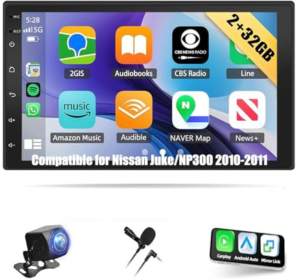 Ysimee 2G+32G Android 13 Car Stereo Compatible for Nissan Juke/NP300 2010-2011 Radio Upgrade 7 Inch Touch Screen Double Din Wireless Carplay Android Auto GPS Navigation Backup Camera WiFi FM SWC
