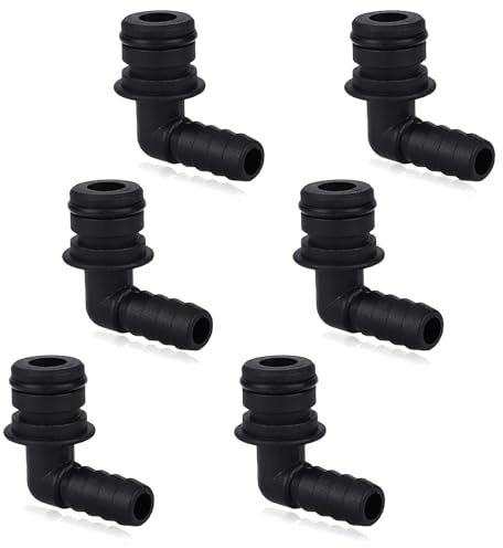 6 pièces 20381-024 Raccords à Quatre Ports, Cannelé 3/8 NPT Coude à 90 Degrés Connecteur de Tuyau pour Pompes Systèmes d'Eau Jardin et de Pelouse Compatibles avec la Pompe Flojet