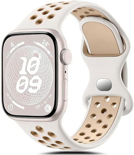 Silicona Correa Compatibles con Apple Watch 40mm 38mm 41mm 42mm, Correa Transpirable de Silicona para iWatch Series 11 10 9 8 7 6 5 4 3 2 1 SE para Mujeres y Hombres