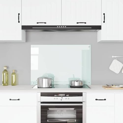 Mokuyary Kitchen Backsplash White 90 x 60 cm Tempered Glass Splashbacks for Cookers, multiple sized kitchen splashbacks for walls