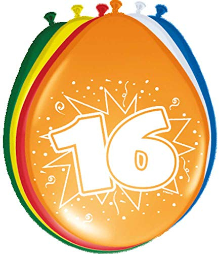 Folat 08216 Geburtstag Ballons 30 cm-8 Stück, Mehrfarbig