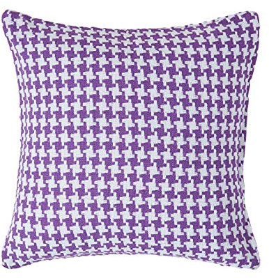 HOMESCAPES Purple Houndstooth Cushion Cover, 100% Cotton, 24 x 24 Inches, A Great Fit for Sofa or Settee Cushion, or as Display Cushion for your Bed or Conservatory