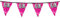 Boland 44462 - Holografische Wimpelkette Sweet 16, 1 Stück, Länge 600 cm, Pink, Fahnenkette, Sterne, Hängedekoration, Mehrfarbig, Girlande, Geburtstag, Gartenparty