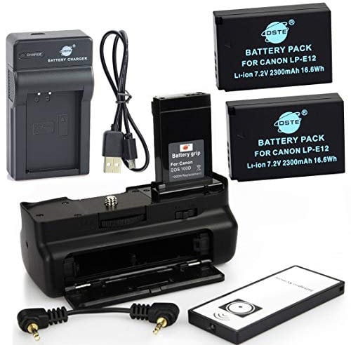 DSTE IR Remote 100D Battery Grip + 2x LP-E12 Battery + USB Charger for Canon EOS 100D