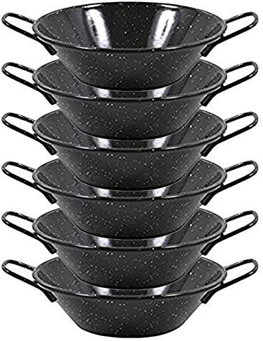 Menax - Paellera Honda Mini - Acero Vitrificado Antiadherente - Diámetro 14 cm - Set de 6
