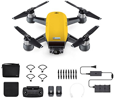 DJI Spark Combo Fotocamera 12 MP, Video Full HD, Autonomia di Volo 16 Minuti, Piccolo, Leggero e Potente, Completo di Accessori, Giallo