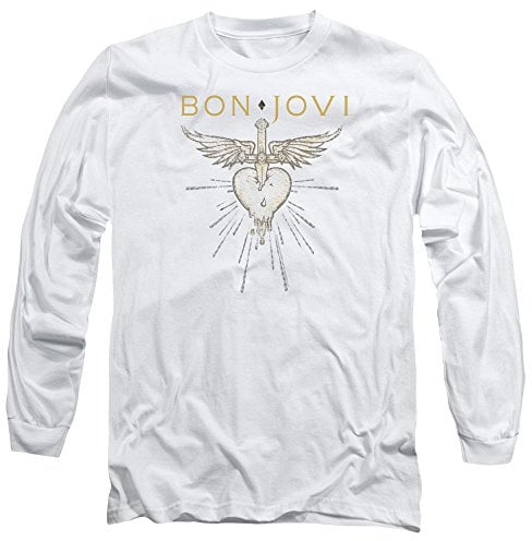 Trevco Bon Jovi Greatest Hits Unisex Long Sleeve T Shirt, White