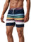 MaaMgic Shorts de Baño para Hombre Shorts de Playa Traje de Bañode Secado Rápido para Vacaciones Diseño a Rayas,Rayas Azul Marino L