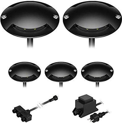 ledscom.de LED Boden-Aufbau-Leuchte Bunda, 2-flammig, schwarz für außen, befahrbar, warm-weiß, 5er Set