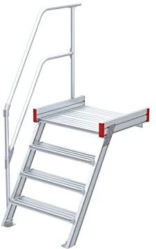 Euroline Podesttreppe 60 Grad, 600 mm Stufenbr., 1 Handl. 1 Geländer - 4 Stufen