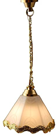 Melody Jane Puppenhaus Chatsworth Hängende Deckenleuchte Weiß& Gold 12V Elektrische Beleuchtung